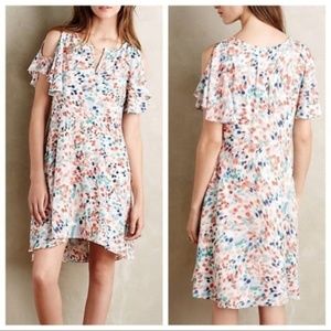 MAEVE Watercolor Flutter Cold Shoulder Dress Small